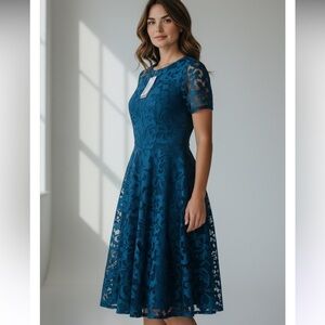 New Coeur De Vague Elegant Blue Lace Dress size 10